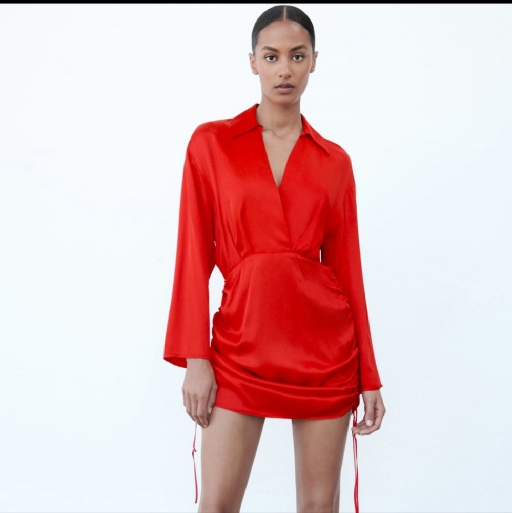 ZARA satin dress faux wrap dress size XS but can fit small or med